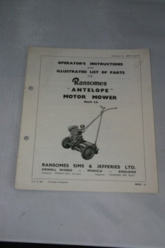 Ransomes 'ANTELOPE' Motor Mower Manual <b>(Online Delivery)</b>